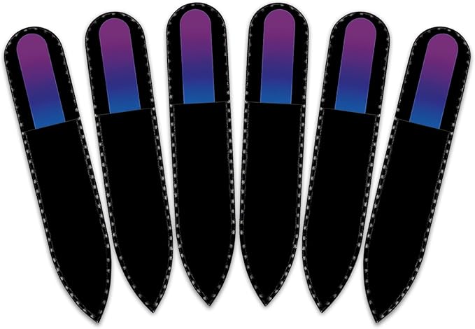 Mont Bleu Rainbow Crystal Nail File in Black Pouch - Small/Purse Size - Czech Tempered Glass - Handmade in Bohemia (Czech Republic)