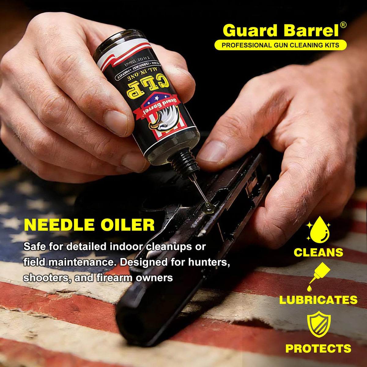 Gun Cleaning Kit Universal Pistol Cleaning Kit for .22,.357,.38,9mm,.45 Caliber Handgun Cleaning Kit 1oz Gun Cleaning Oil, Cleaning Swabs, Bronze Bore Brush and Brass Jag Adapter with Portable Case