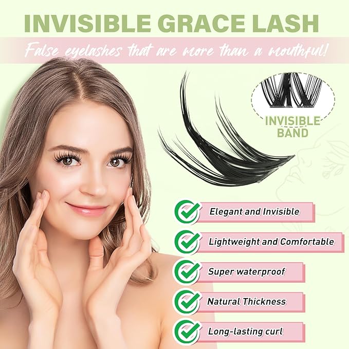 KEYYOU Fairy Chispa Lash Clusters Kit Lash Extension Kit D Curl 120Pcs Eyelash Extension Kit Wispy Natural Invisible Band Lash Kit with Waterproof DIY Lash Kit at Home(Fairy Chispa-D-8-18MIX)