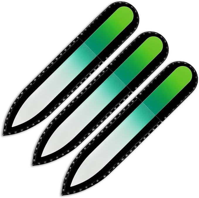 Mont Bleu Rainbow Crystal Nail File in Black Pouch - Small - Purse Size - Czech Tempered Glass - Handmade in Czech Republic - Your Nail Health in Your Hands