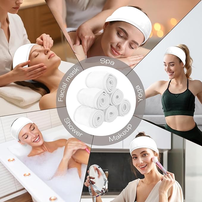 18PCS U-Shaped Microfiber Facial Towels for Estheticians,Ultra-Soft & Absorbent Spa Towels and Facial Spa Headband for Massage, Facial Steam & Skincare (White)