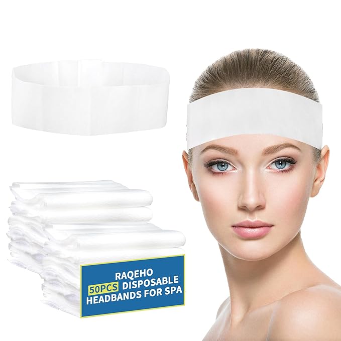 50pcs Disposable Headbands for Spa - Non Slip Elastic Spa Facial Head Bands Bulk Head Wrap Hair Bands For Women'S Hair Skincare Washing Face Makeup Facial Tools Esthetician Supplies Adjustable