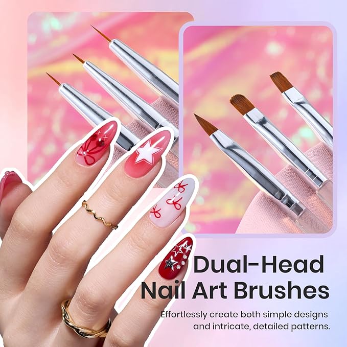 Beetles 31pcs Nail Art Brushes, Nail Art Pens, Dotting Tools, Dust Brush, Striping Liner Fingernail Drawing Pens with Palette Holder All in One for Starter Manicure Design Set