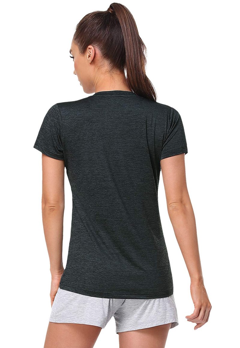 Cosy Pyro Women's Short Sleeve V-Neck Athletic T-Shirt Exercise Yoga Tees Dry Fit Gym Shirts Moisture Wicking Workout Tops Pack of 5 Black1/Navy/Azure/Purple/Rose M