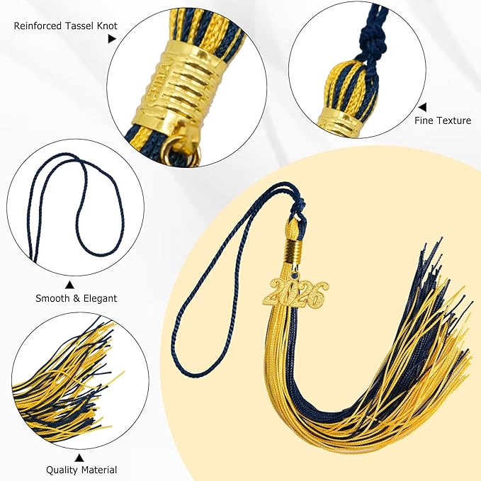 GraduationMall Single&Multiple Color Graduation Tassel with 2026 Year Charm 9"