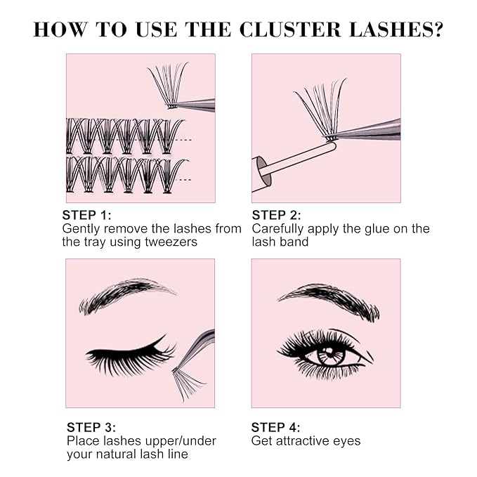 Lash Clusters 10d 20d 30d 40d Individual Lashes Wispy Cluster Lashes DIY Eyelash Extension Eyelash Clusters Individual Lash Extension Supplies (20D-0.07C, 11mm)