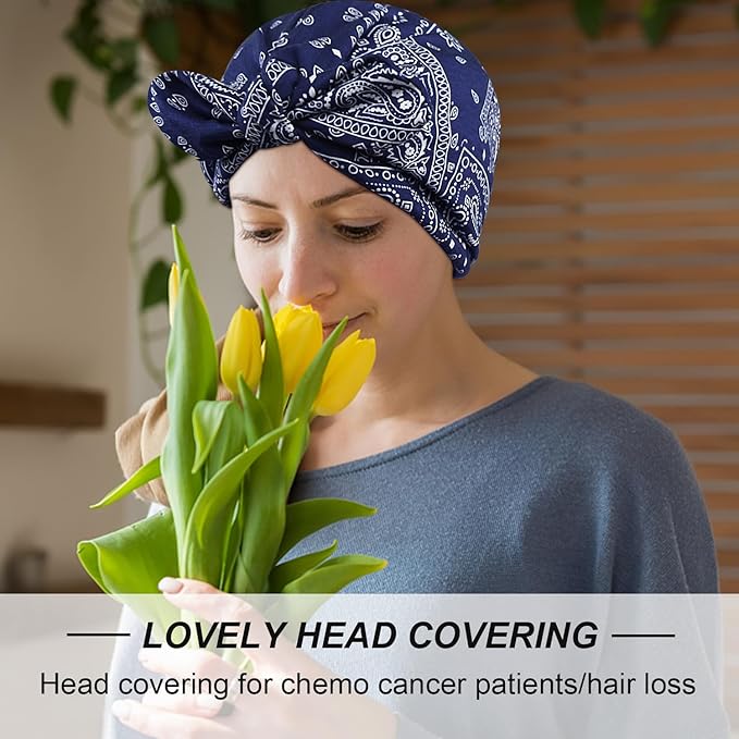 Ababalaya Satin Lined Beanies for Women Chemo Headwear Silky Lined Cotton Sleeping Cap