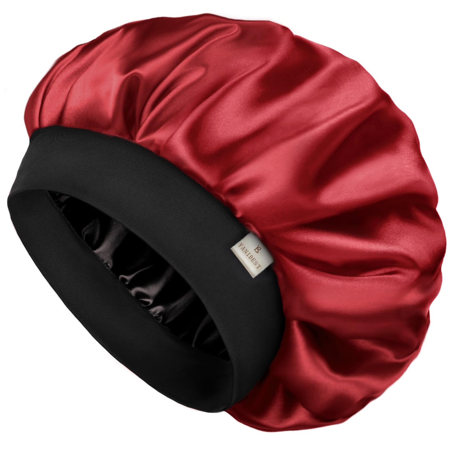 YANIBEST Silk Bonnet for Men Women Hair Bonnet for Sleeping Double Layer Satin Bonnet for Natural Curly Hair Unisex Sleep Cap, Wine Red