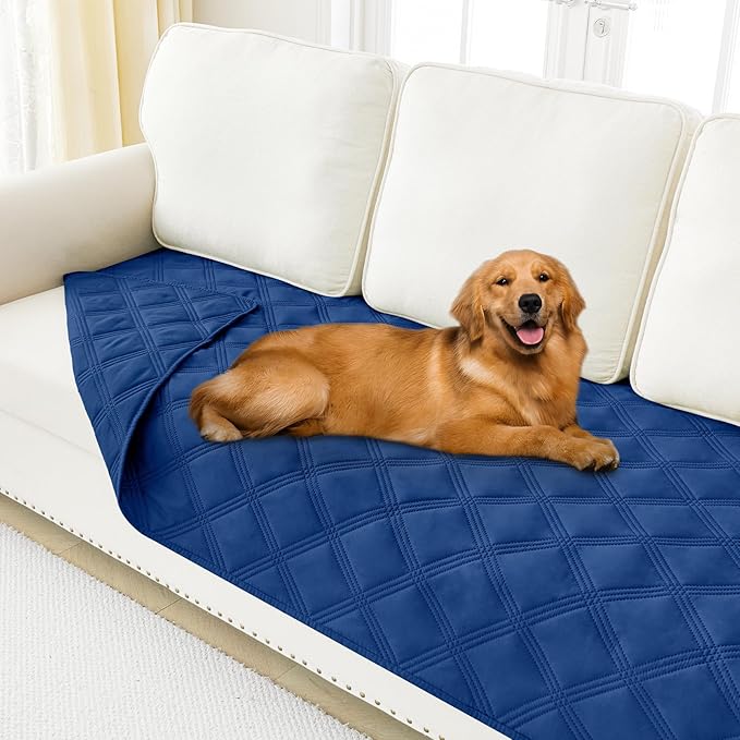Smiry Waterproof Dog Bed Cover Blanket 40x80, Soft Reversible Pet Blanket, Washable Leakproof Cats Dogs Couch Cover for Sofa, Couch, Furniture, Navy/Navy