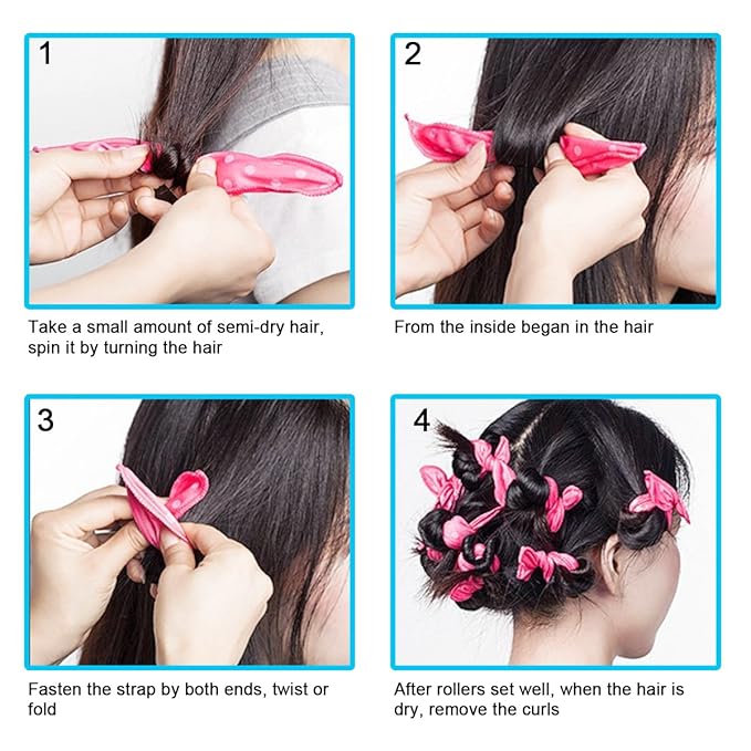 30 Pieces Hair Curler Rollers DIY Night Sleep Foam Hair Styling Tools Flexible Soft Sponge Pillow Curlers Rollers With Storage Bag (5 Colors)