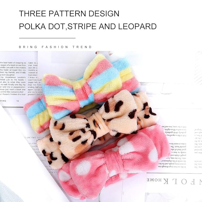 LADES Soft Skincare Headband – Adjustable, Comfortable & Stretchy Fabric, Cute Patterns for Makeup, Facial – Non-Slip, Headband for Hair Control