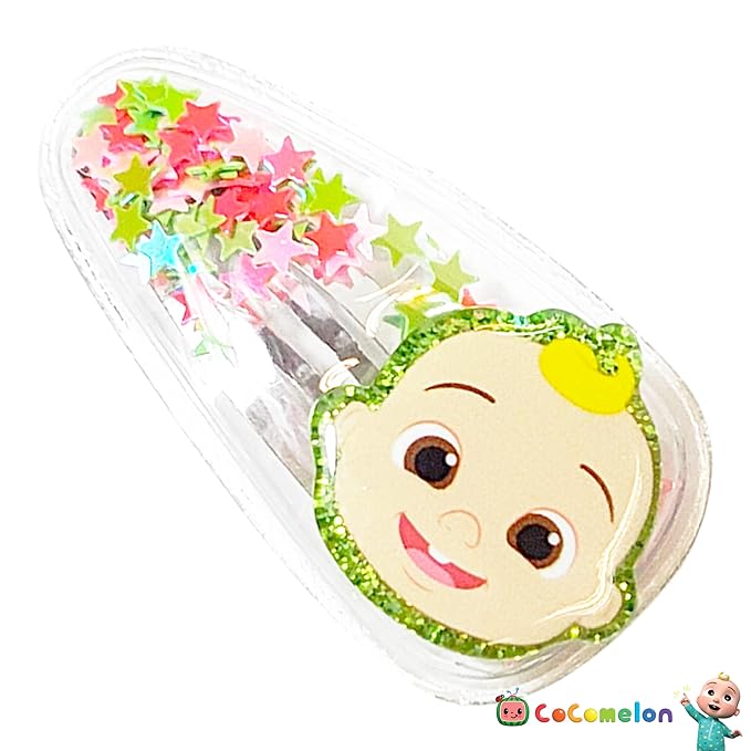 LUV HER Cocomelon Hair Clips For Girls, 6pc Magical Confetti Hair Clips with Favorite Cocomelon Character Charms, Ages 3+