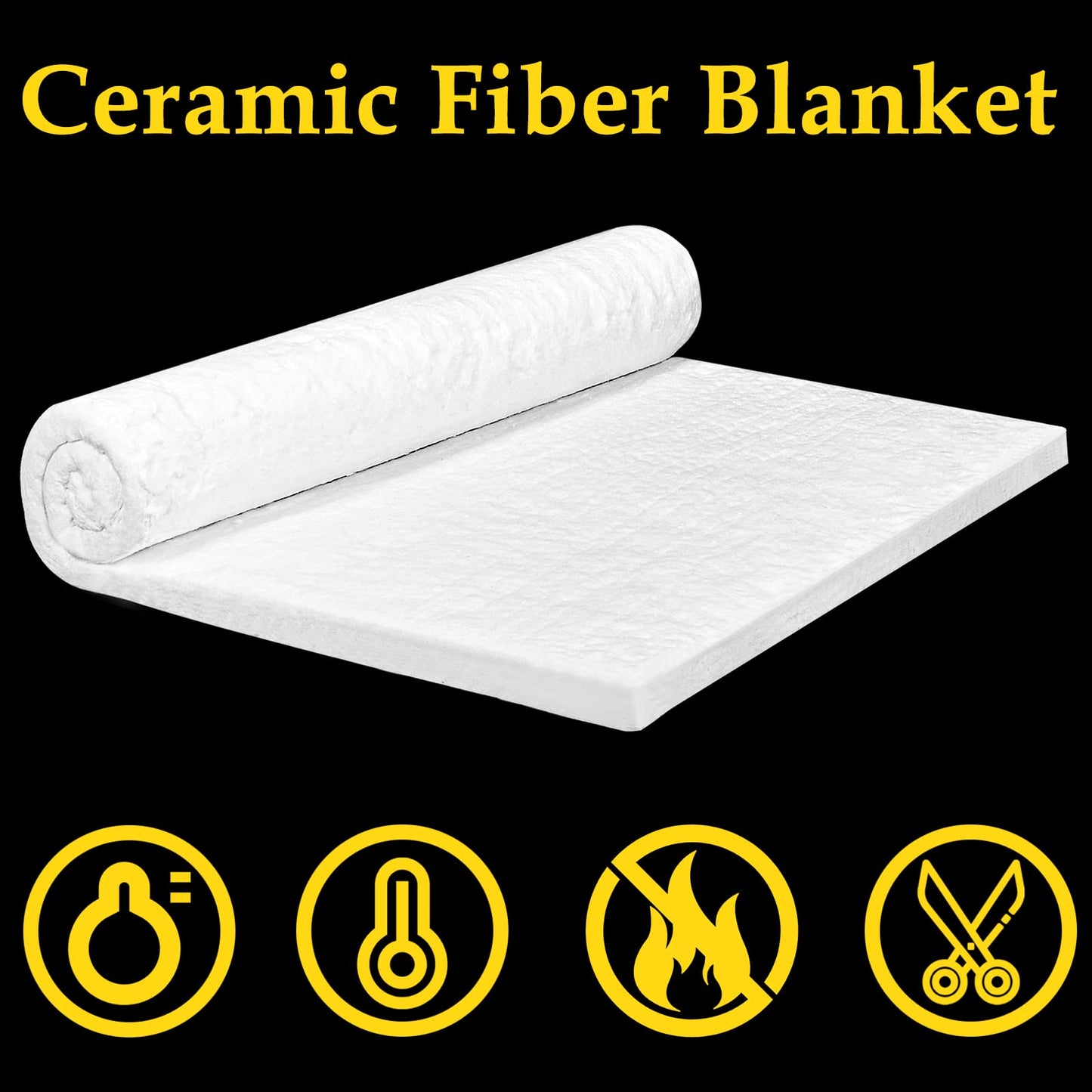 60" x24" x1" (Thick) Ceramic Fiber Blanket Fireproof Insulation Baffle Rated to 2400F, High-Temperature Resistance for Oven Stoves, Kilns, Forges