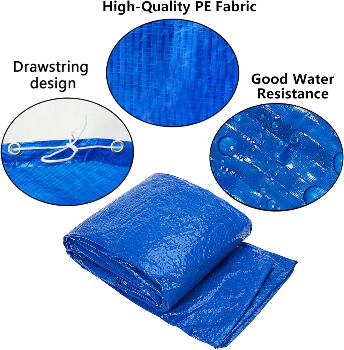 DECOHS 10 Ft Dust Pool Cover Protector-Solar Cover for Round Frame Pools-Pool Cover for Round Inflatable-Pool Cover Protector Heat Retaining Blanket