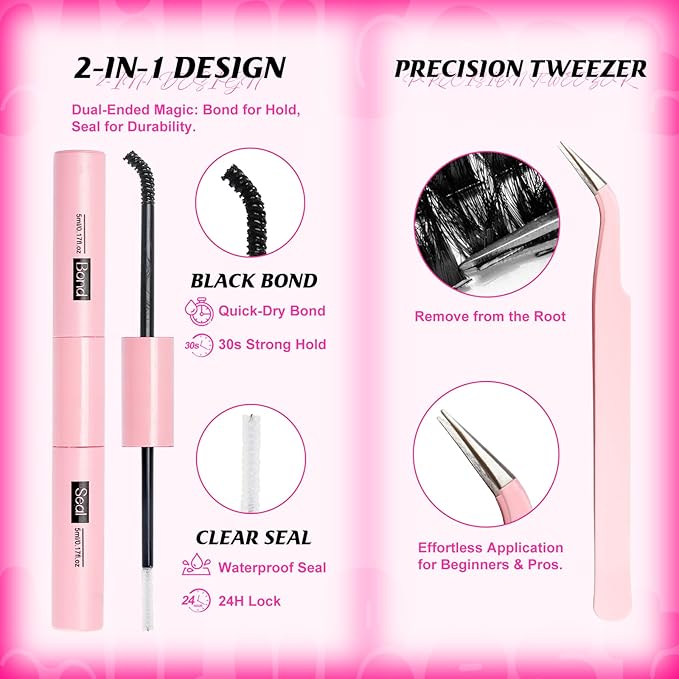MilyBest 4 Styles Lash Clusters Kit, Silk/Rozen/Fable/Mist Bottom Eyelash Clusters Extensions Mini Boxes with Lash Bond & Seal, Remover and Lash Tweezer Spiky DIY Individual Lashes Extension Kit