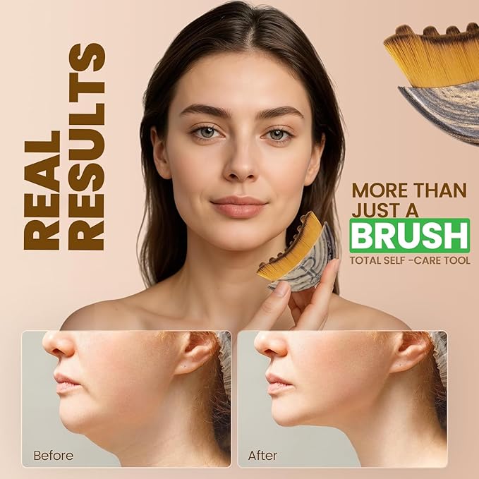Dry Brush Ã¢ÂÂ Lymphatic Drainage Face & Body Brush, Ergonomic Manual Massage & Cleansing Tool for Jawline, Neck & Chin, Gentle Skincare Routine