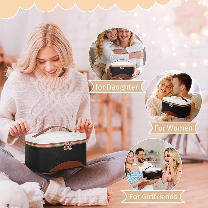 OCHEAL Makeup Bag,Large Capacity Travel Makeup Bag,Waterproof Cosmetic Organizer Case with Brush Holder Portable Make Up Bag for Women,Toiletry Bag for Daily Use & Trips as a Gift for Women
