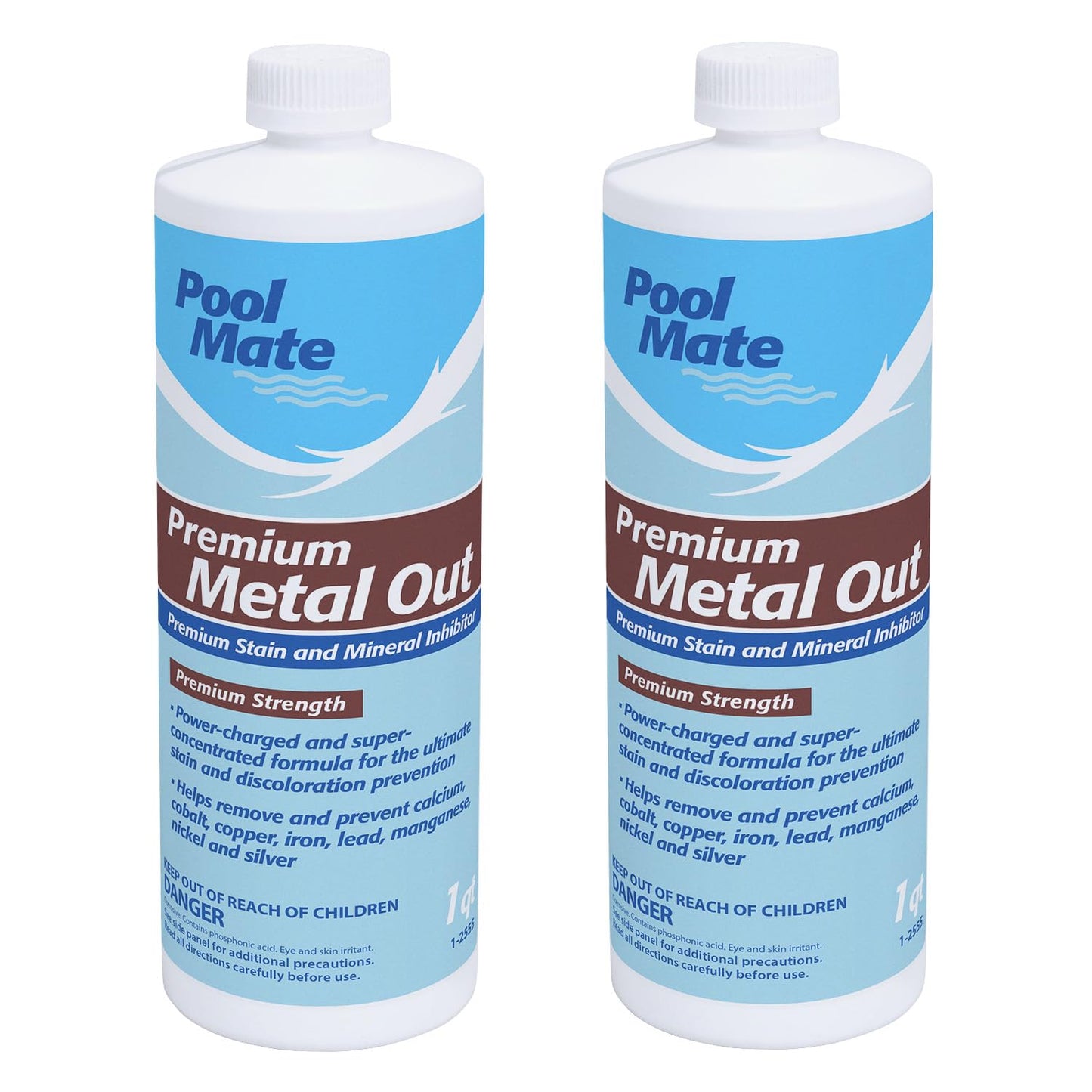 Pool Mate 1-Quart 2-Pack Premium Metal Out Stain and Mineral Inhibitor, Pool Metal Remover, Stain Remover, Made in USA