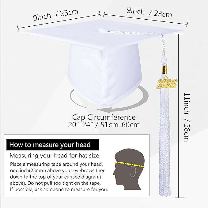 GraduationMall Matte Graduation Cap with 2026 Tassel for High School & Bachelor