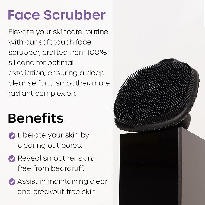 The Man Silicone Face Scrubber for Men - Gentle Exfoliator Face Massager - Removes Dead & Dry Skin - Facial Cleansing Brush