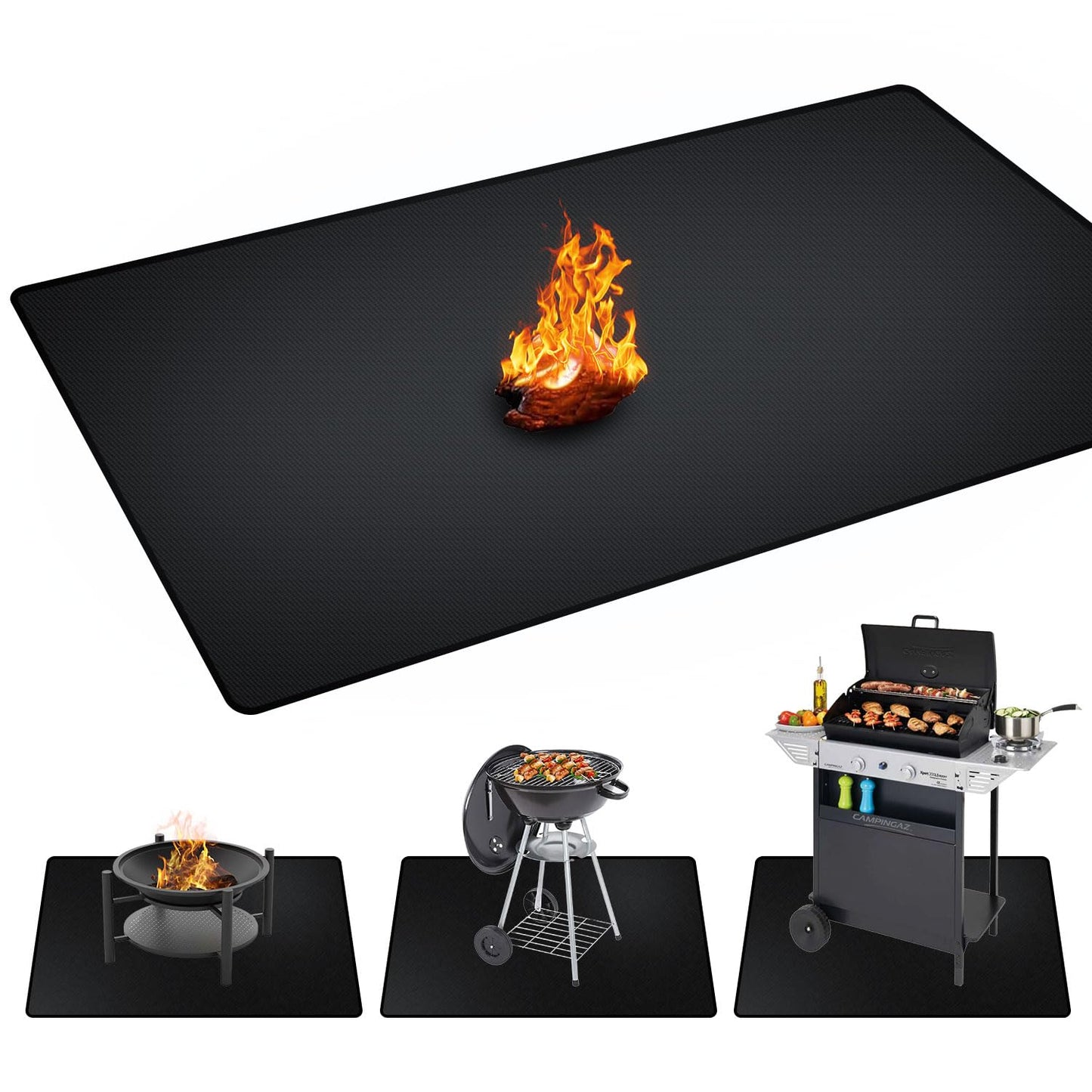 rumlick 48 x 30 inch Under Grill Mats for Outdoor Grill, Double-Sided Fireproof, Oil and Waterproof Protective Mat for Grass and Deck, Outerdoor BBQ Fire Pit Fireplace Mat