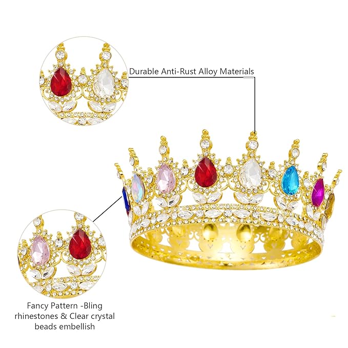YOUlDIANZI Queen Crown Rhinestone Wedding Crowns and Tiaras for Women Costume Party Hair Accessories Princess Birthday Crown Crystal Bridal Crowns