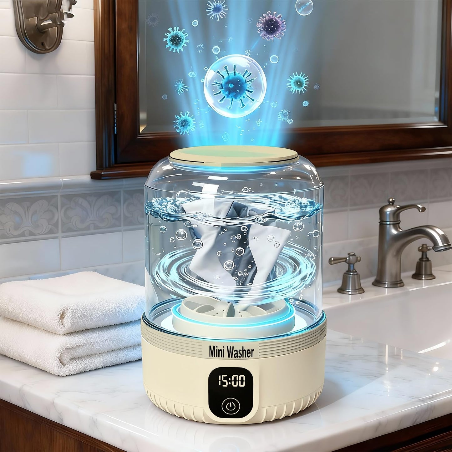 Underwear Washing Machine,2025 Upgrade Mini Washer Deeply Cleans Small Laundry Items, Socks, Underwear, Baby Clothes,Portable Washing Machine is Suitable for, Apartments, Hotels, Travel
