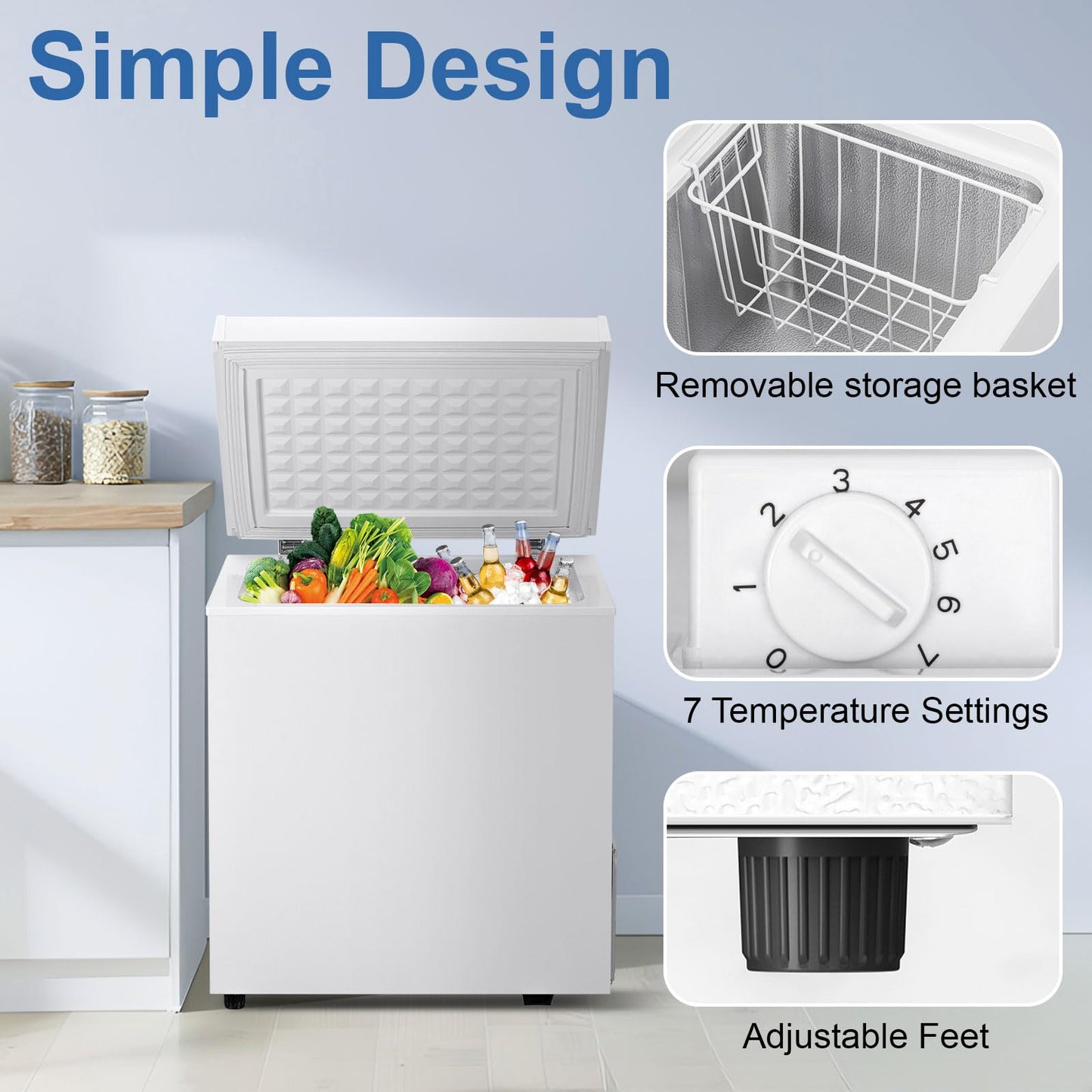 DollarDash 2.0 Cu.Ft Chest Freezer with 7 Temperature Settings, Quiet Compact Deep Freezer with Removable Basket, Mini Freestanding Freezer for Apartment, Kitchen, RV, Office, Restaurant
