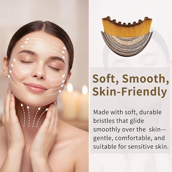2PCS Lymphatic Contour Face Brush, Lymphatic Drainage Brush, Gentle Facial Sculpting for Jawline & Cheeks, Ergonomically Designed to Fit The Skin Precisely