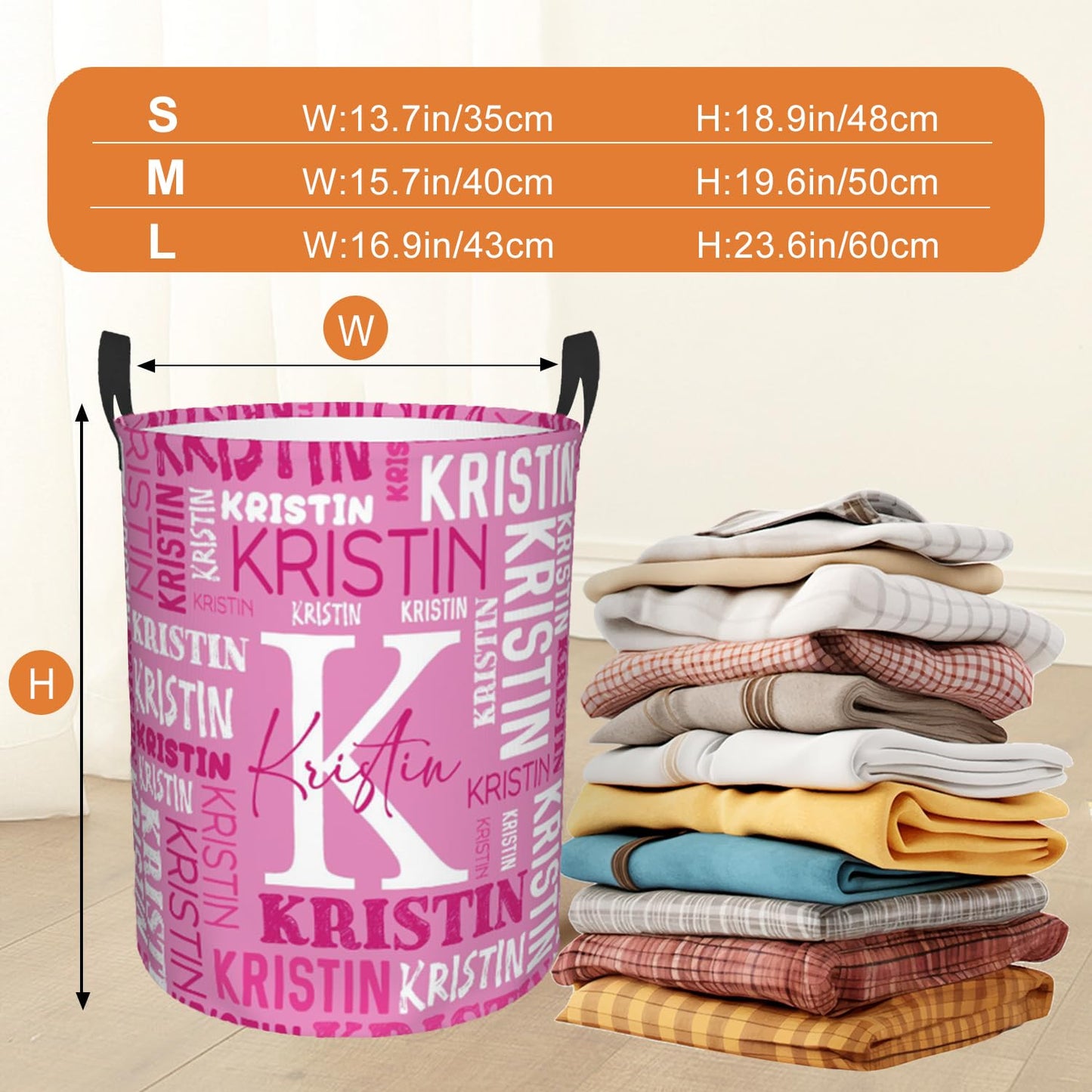 Custom Name Laundry Hamper, Personalized Laundry Basket with Name for Baby Boys Girls, Customized Collapsible Dirty Clothes Hamper Storage with Handles for Bedroom Bathroom Dorm Room Decor