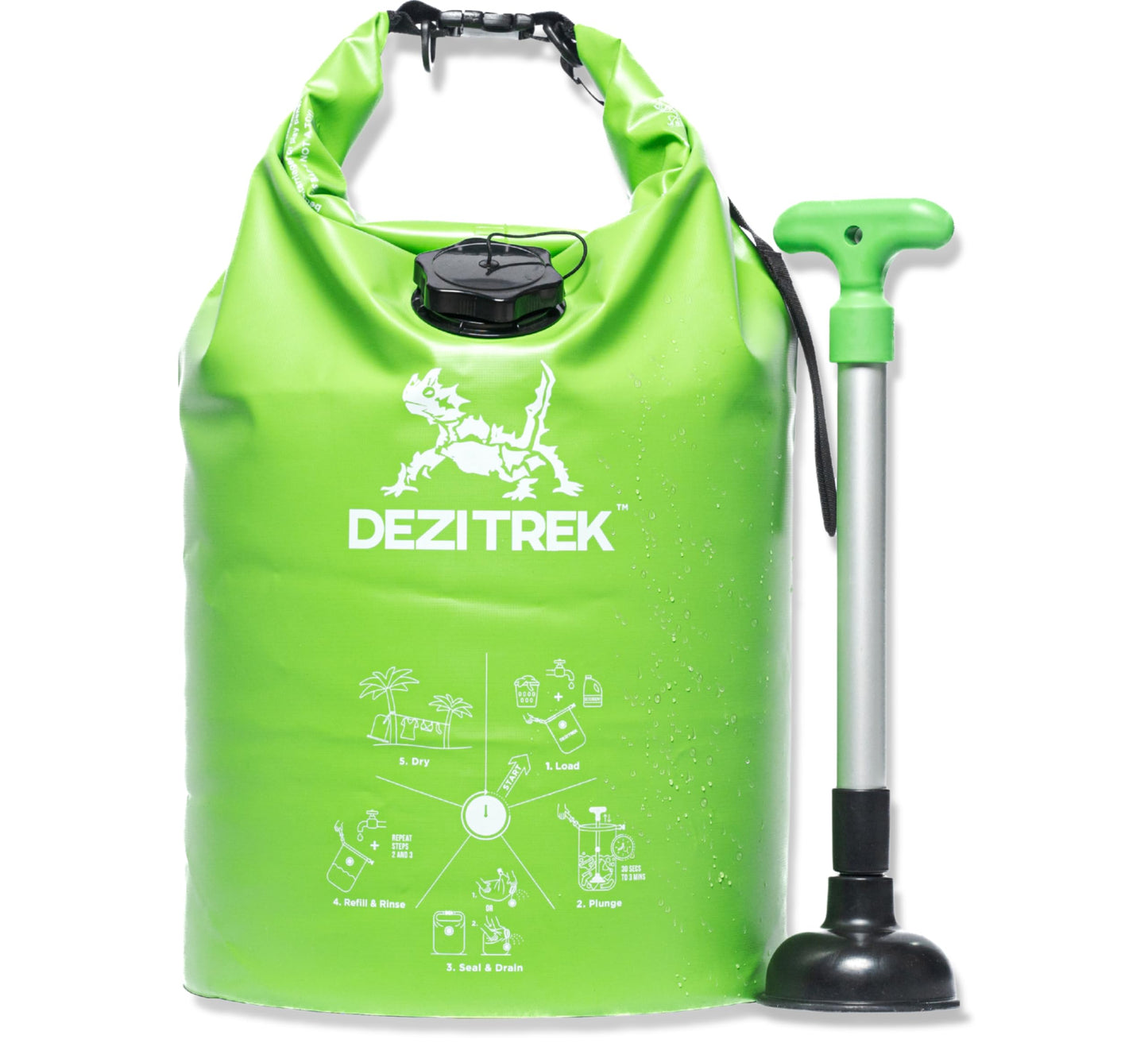Dezitrek LARGE Portable Washing Machine – Off-Grid Laundry System, High Capacity Manual Clothes Washer with Plunger, No Power Needed, for Camping, RV, Travel