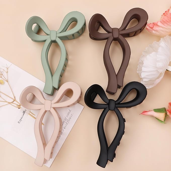 4 Pcs Bow Hair Clips Elegant Hair Claw Butterfly Hair Accessories for Girls Nonslip Butterfly Clips Hair Styling Accessories for Women