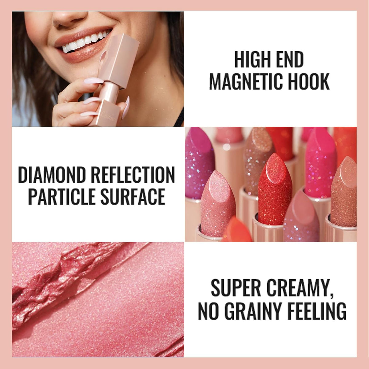 Oulac Moisturizing Pink Lipstick for Women - Tinted Lip Balm with Sparkle, Lightweight Lip Makeup, Mirror Design, Vegan & Gluten Free, PG05 Mystical