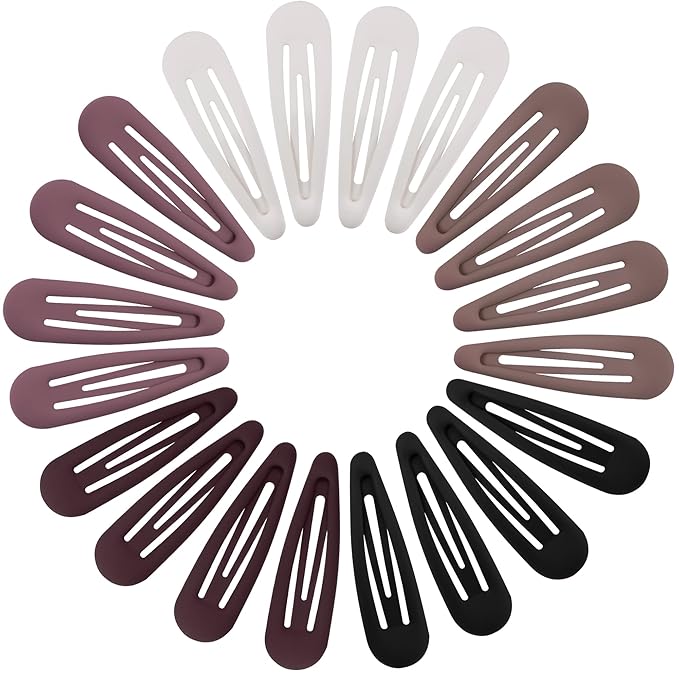 Small Hair Barrettes For Women No Slip Metal Snap Clips For Thin And Fine Hair,Matte Black Red White,20 PCS,1.97 x 0.5 Inch.