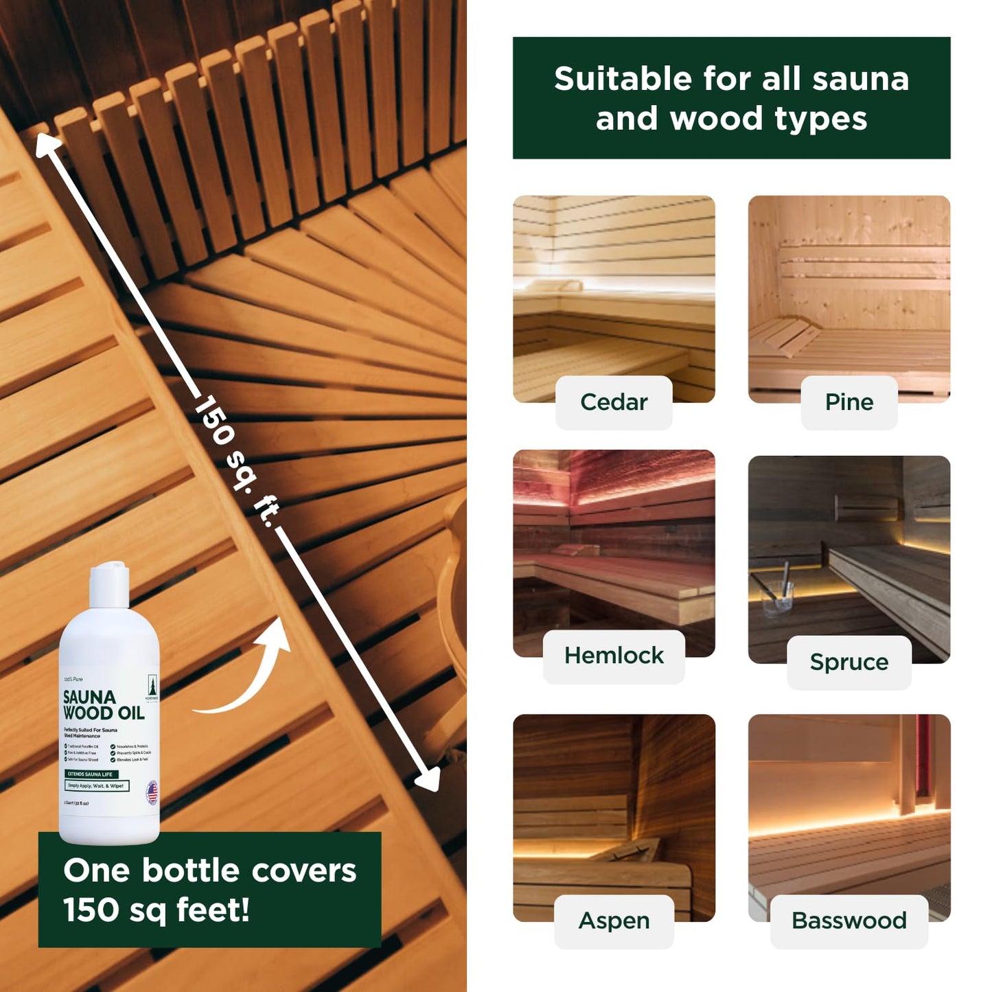 Northwood Sauna - Sauna Wood Oil - 100% Pure Paraffin Oil - Traditional Sauna Sealer - 1 Quart (32 Fl Oz)