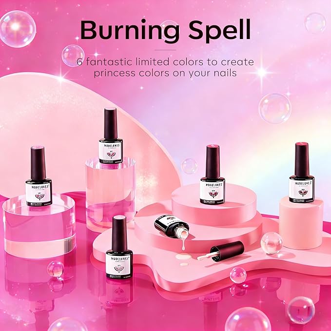 Modelones Pink Gel Nail Polish Set- 6 Colors 2026 Mothersday Summer Spring Pastel Hot Pink Tones Neon Pink White Gel Polish Magenta Light Soft to Dark LED Nail Art for Nail Lovers Gift DIY Starter Kit