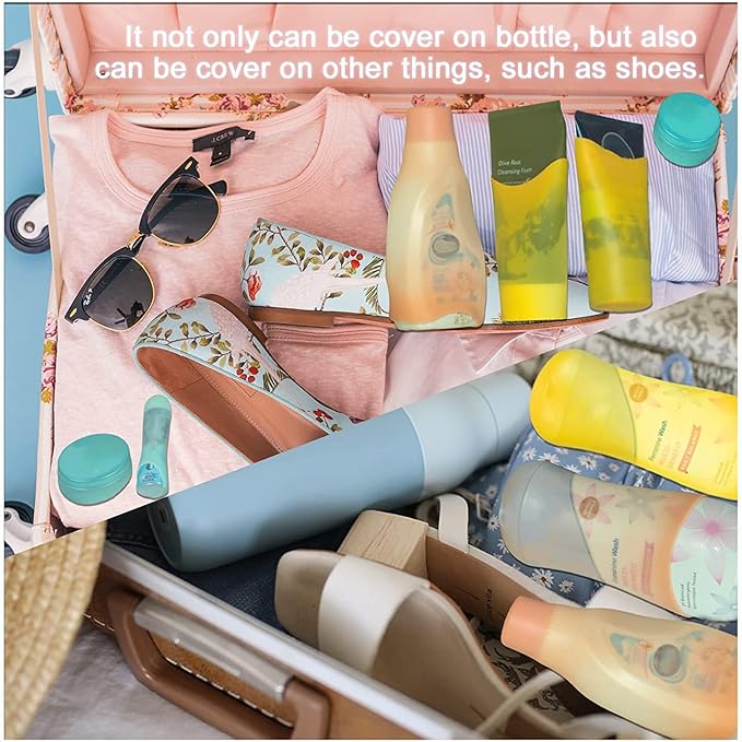 Silicone Bottle Covers Travel Essentials for Women Men, Beach Vacation Essentials, Travel Size Toiletries Accessories, Cruise Ship Essentials 2026, Must Haves, Leak Proofing