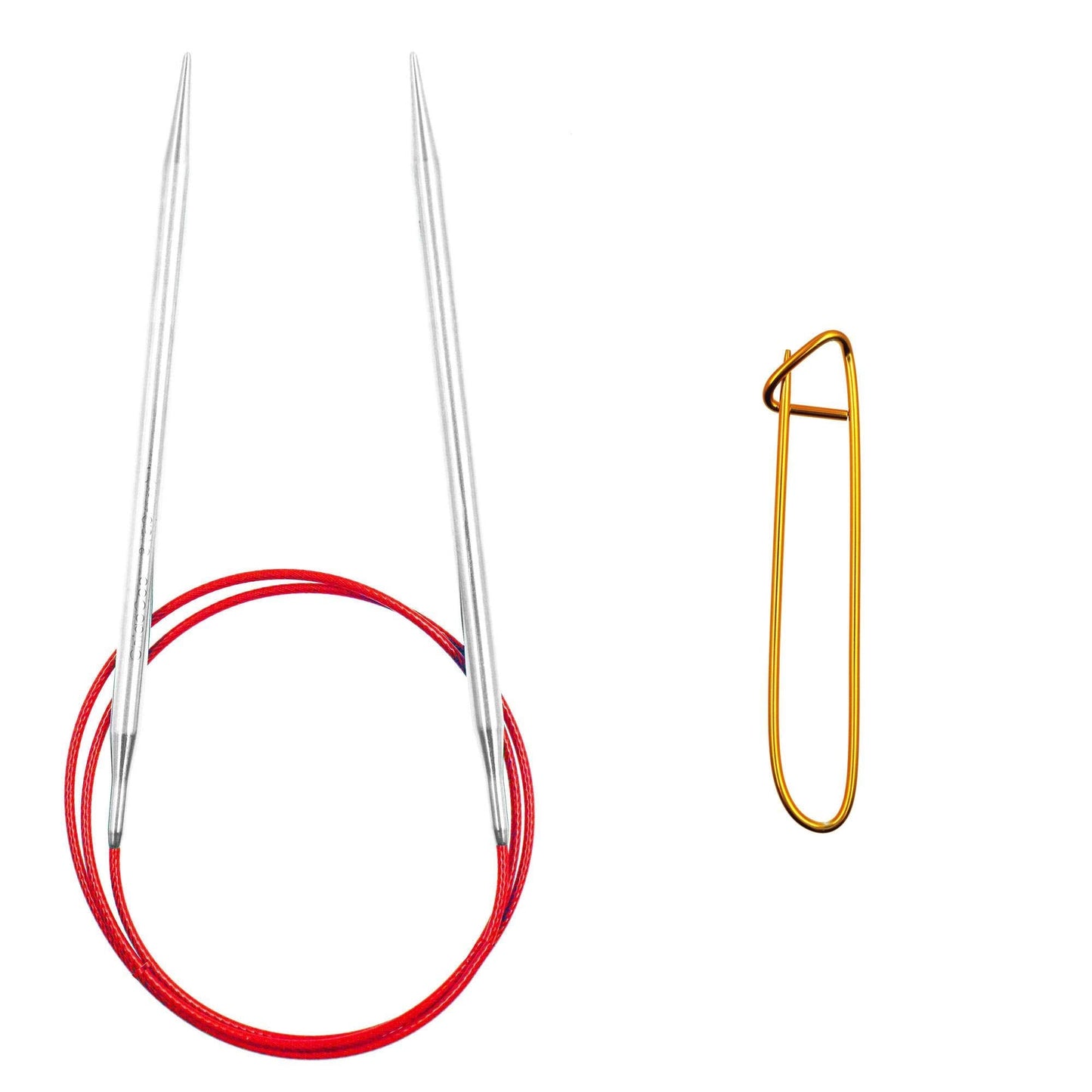 ChiaoGoo Red Lace 32 inch (81cm) Circular Knitting Needles US Size 10.5 (6.5mm) Stainless Steel 7032-10.5 with Stitch Holder