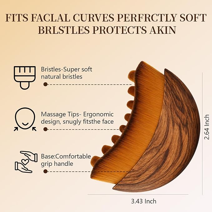 Lymphatic Contour Face Brush - Facial Massage Tool for Lymphatic Drainage, Contouring & Relaxation | Gentle Gua Sha Brush & Skin Care Tools for Daily RoutineÃ¯Â¼Â2 PCSÃ¯Â¼Â