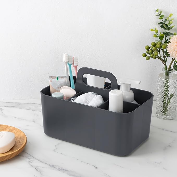 Tiawudi Multipurpose Caddy Organizer, Plastic Caddy with Handle, Stackable Desk Organizer for Stationery, Marker and Pencil, Office Supplies Organizer, Dorm Caddy