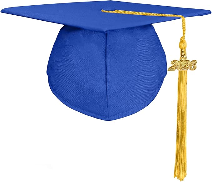 GradPlaza Matte Graduation Cap 2025 and 2026 Tassel Adult Graduation hat for High School College