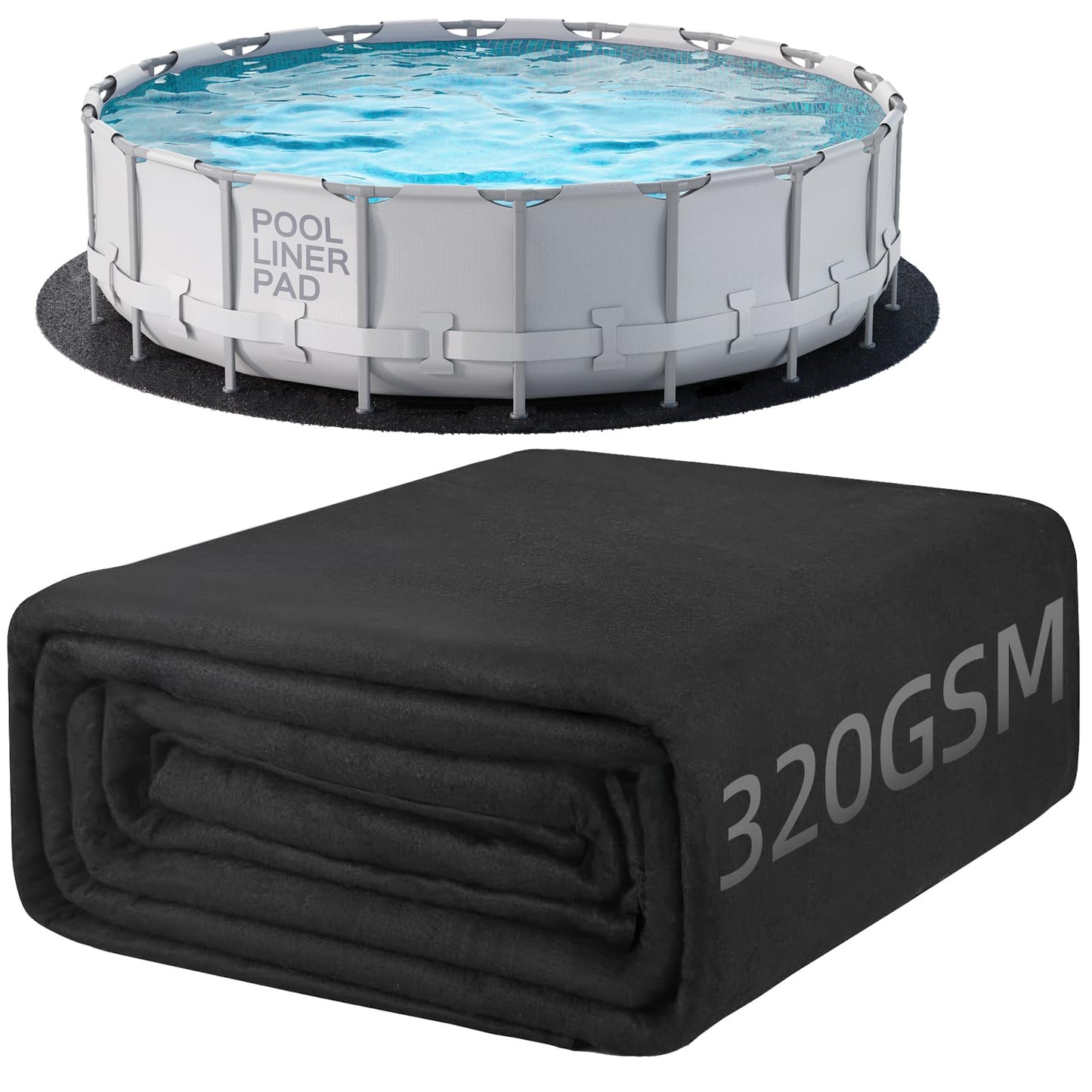 POOLHACKER 21 ft Pool Liner Pad, [2026 New Pool Pad 9.4 oz/yd² Heavy-Duty] Round Pool Liner Pad for Above Ground Swimming Pools, Prevents Punctures, Effortless to Install, Eco-Friendly Padding