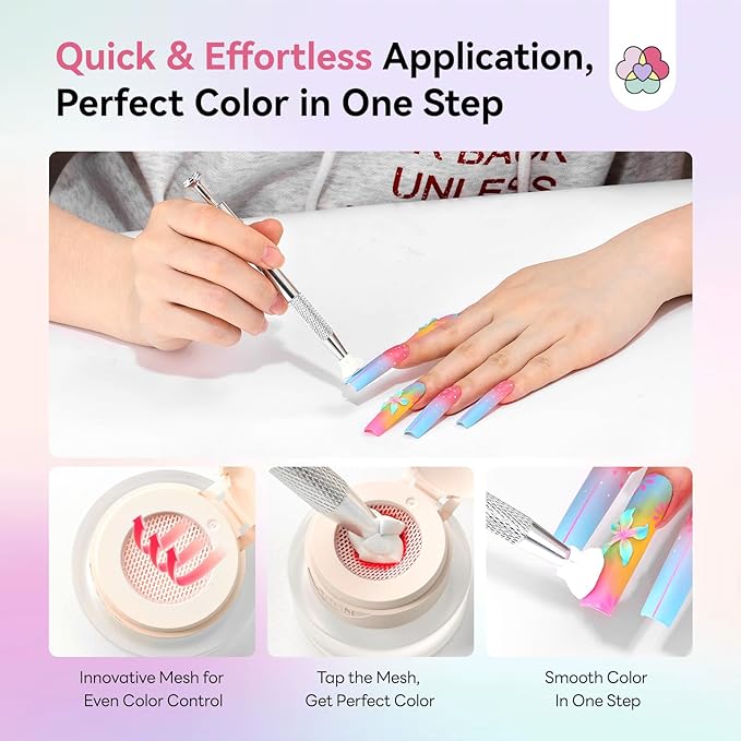 SAVILAND Cushion Patting Gel Polish Kit: 6 Colors Pat Pat Gel Colorful Ombre Painting Gels with 100PCS Sponges Pigmented No Wipe Pats Gels Polish Palette Gradient Blush Aura Nail Art Home Salon Use
