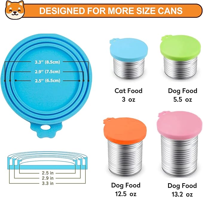 2 Pack Pet Food Can Covers, Silicone Universal Can Lids for Dog & Cat Food, BPA Free, One Fit Most Standard Size Food Cans Teal/Red