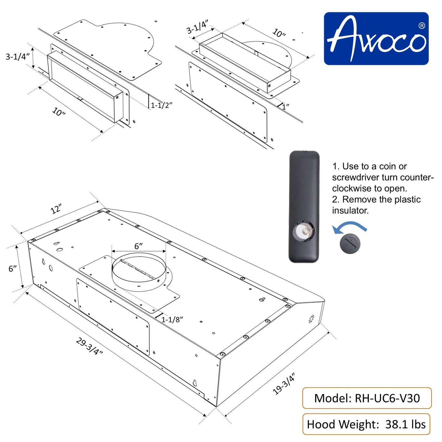 Awoco 30" Under Cabinet Range Hood Smart Controls with Voice, Gesture, Touch & Remote Controls, 900 CFM Kitchen Hood with 4-Speed, Stainless Steel Stove Hood with LED Lights, Baffle Filters