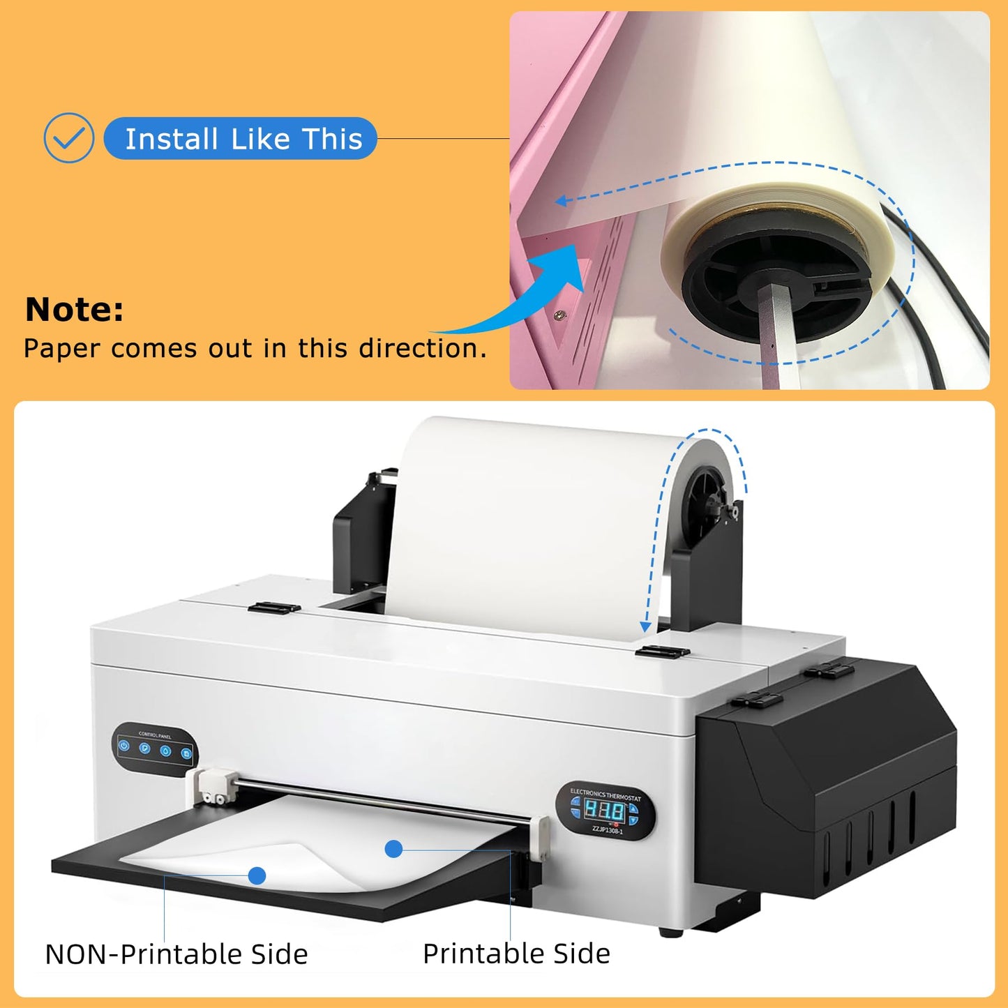 Welacer DTF Transfer Film Roll 13 Inch x 328 FT for Double-Side Matte Clear Pretreat Sheets, PET Heat Transfer Paper for Inkjet Printer Direct Print on T Shirts Textile