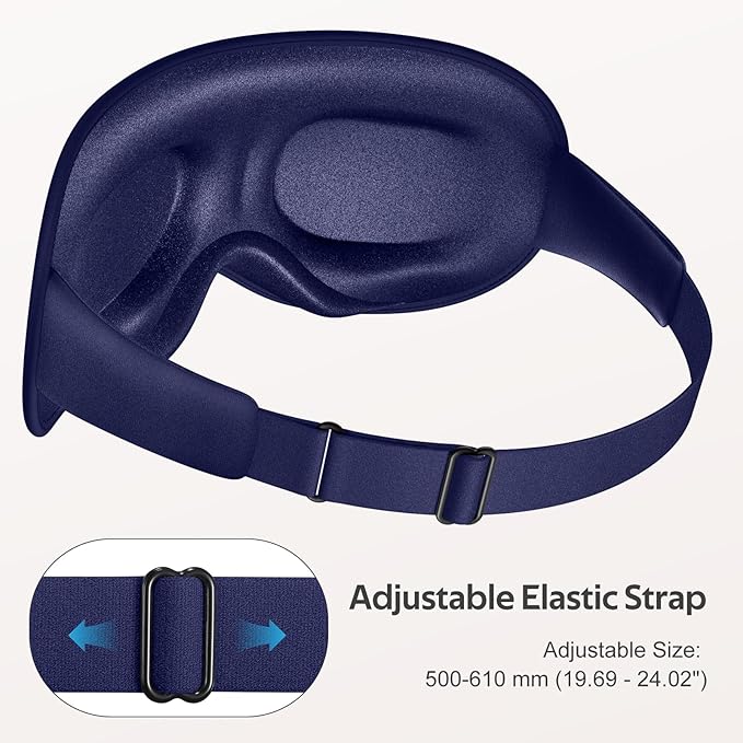 Sleep Mask for Men Women - 100% Blackout Eye Masks for Sleep - 3D Soft Sleeping Mask for Side Sleepers - Zero Pressure Lash Extensions Eye Cover Shade for Airplane Travel Essentials, Blue
