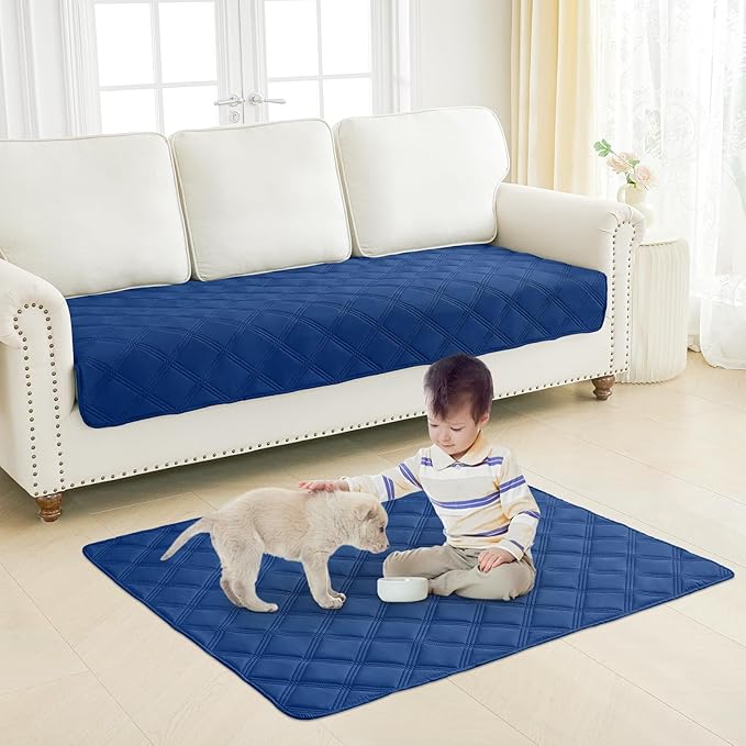 Smiry Waterproof Dog Bed Cover Blanket 40x80, Soft Reversible Pet Blanket, Washable Leakproof Cats Dogs Couch Cover for Sofa, Couch, Furniture, Navy/Blue