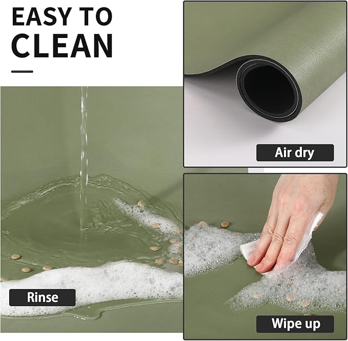 Dog Food Mat - Absorbent Cat Mat for Food and Water, No Stains Pet Feeding Bowl Mat, Easy to Clean Pet Placemats, Quick Dry Dog Water Dispenser Mat for Messy Drinkers | Green 18"x 28"