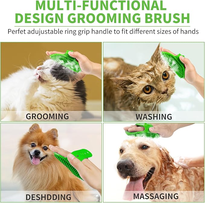 Professional 7 in 1 Dog Paw Cleaner for Dogs & Cats - Includes 1 Portable Paw Washer, 1 Bath Brush, 2 Dog Toothbrushes and 3 Absorbent Towels Note: Fits Paws 2.5 to 3.5 Inches Wide (Large, Green)